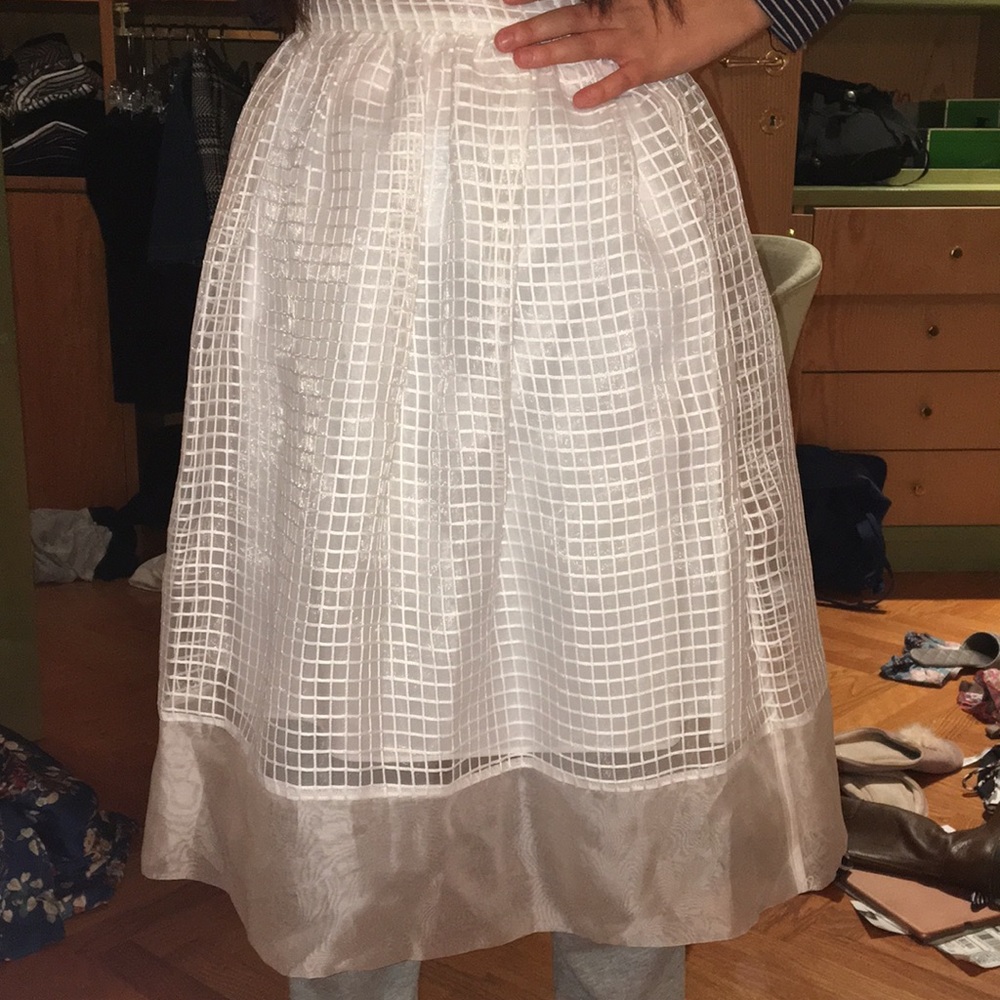 Elizabeth and James White Tulle Checked Skirt 00 0 2 EUC